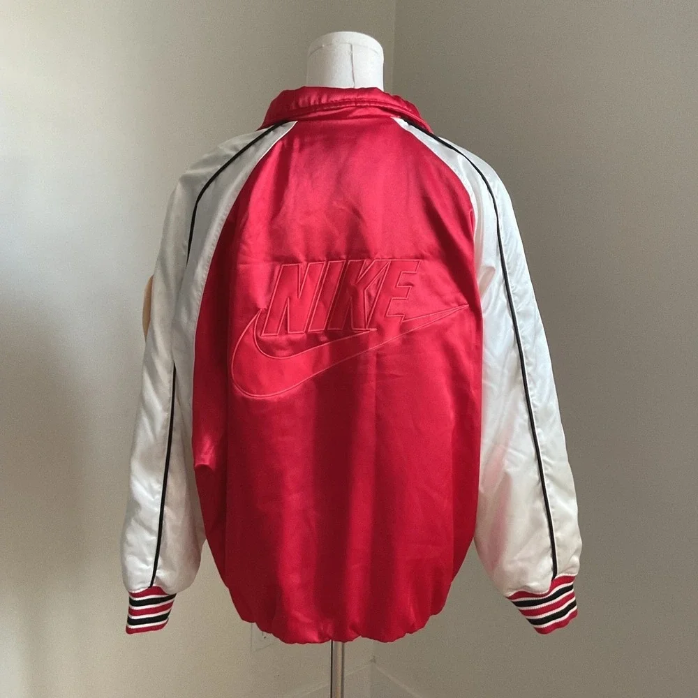 Nike NSW Street Woven Half Zip Pullover Jacket Red White Womens Small Sample Tag